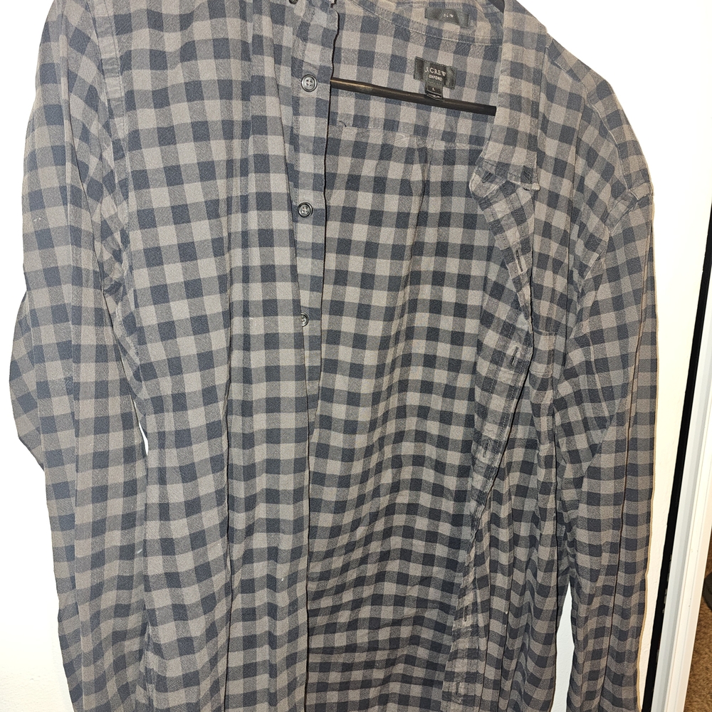 J. Crew Men's Gray Checkered Casual Shirt